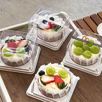 Boîte d'emballage pour cheesecake léger de 4 pouces - Plateau transparent carré avec une fourchette - Boîte à dessert pour yaourt, fromage, mousse