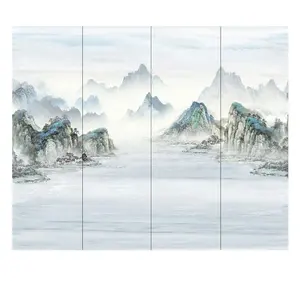 800x2600 porcelain plate brick plate Chinese landscape painting living room background wall burned stone