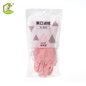 Gants de lave-vaisselle en latex, doublés de <span class=keywords><strong>coton</strong></span>, caoutchouc rose, accessoire ménager long, pour la cuisine - Product Image 4
