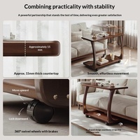 Table basse portable en bois massif, style vintage, meubles de salon, petite table d'appoint mobile