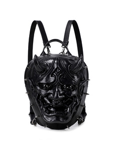 Sac à dos unisexe Halloween Horreur Rivet pour hommes et femmes, masque rouge Oni du Diable Satan <span class=keywords><strong>Hellboy</strong></span> avec cornes électro-plaquées - Product Image 6