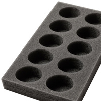 Plateau en mousse EPE/EVA PU noire découpée sur mesure, absorbant les chocs, pour le stockage des tubes à essai, matériau de protection, emballage en mousse éponge