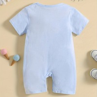 Romper Bayi Summer Infant Motif Kustom 100% Katun Biru Langit Lengan Pendek Kancing Tekan di Selangkangan