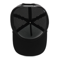 Casquette de baseball personnalisée à 5 panneaux en caoutchouc PVC avec logo imperméable, trous découpés au laser, perforée, casquettes de golf, performance sportive, corde, chapeaux de golf