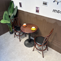 Ensemble de chaises de table en bois massif American Retro Café Vintage Industrial Restaurant Square Table Dining Snack Dessert Shop Furniture