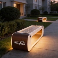 Banc Urbain en Bambou Alimenté par Énergie Solaire, Chaise Publique au Design Moderne avec Recharge Sans Fil WIFI, Éclairage LED, Siège Photovoltaïque Modèle C-03
