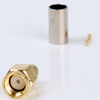 Conector RP-SMA Macho de Latón y Cobre, 50 Ohmios, DC-6GHz, Crimpado para Cable Coaxial RG58, Conectores RF Luckyconnectors YRL-201