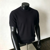 Nouveau T-shirt d'été pour homme 2026, style Old Money minimaliste, en soie glacée tricotée à manches courtes, frais et respirant, coupe classique, design uni