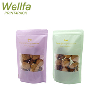 Op maat gemaakte bedrukte verpakkingstas met venster, geschikt voor noten, voedselveilige snacks, gemengde gedroogde vruchten, met hersluitbare ritssluiting.