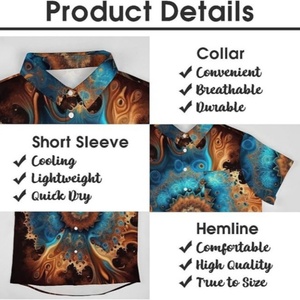 Chemise à manches courtes à col montant, motif totem arc-en-ciel psychédélique mystérieux hawaïen, tie-dye, avec poche à revers, logo personnalisé, ODM - Product Image 6