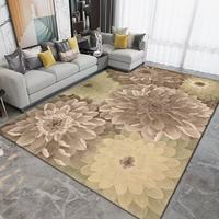 Tapis moderne brillant en polyester à motifs floraux, anti-bactérien et imperméable pour salon, chambre et décoration intérieure