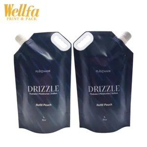 Manufacturer Custom Printed 1L Doypack Body Wash Shampoo Soap Packaging Refill Liquid Handle Bag Laundry Detergent Spout Pouch