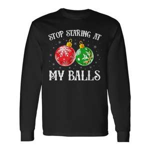 Arrêtez de regarder mon pénis, humorisme pour adultes de Noël, t-shirt à manches longues - Product Image 1