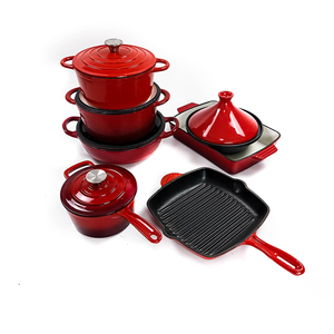 Factory Supply Customizable Modern Kitchen Cast Iron Cookware Set Red Enamel <strong>Pans</strong> Pots Eco-Friendly Food Grade <strong>CE</strong> Certified <strong>Pan</strong> - Product Image 1