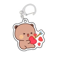 Anime Dudu Bubu Cartoon Super Cute Couple Alloy Keychain White Grey Bear Panda Pendant for Bag or Ring Accessories