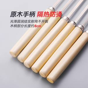 Brochetas de Acero Inoxidable con Mango de Madera, Extra Gruesas y Duraderas para Barbacoa, 20 Piezas, Hechas en China - Product Image 4