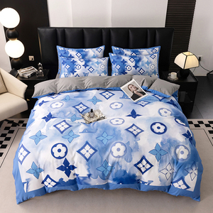 Tinh khiết bông phổ biến logo thương hiệu tùy chỉnh thiết kế bộ đồ giường đặt 4 cái giá cả thuận lợi và chất lượng đáng tin cậy tấm ga trải giường được trang bị tấm - Product Image 3