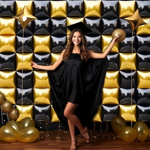 Décoration de fête personnalisée Double face carré feuille ballons hélium noir or toile de fond mur ballons arc pour fête remise des diplômes - Product Image 6