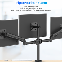 Support pour triple écran de 17 à 32 pouces, bras de moniteur réglable, support Vesa avec pince et base à œillets