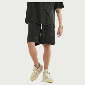 Fabricant de shorts délavés et portés de couleur unie pour hommes Distress Short High Street Pants Shorts pour hommes - Product Image 3