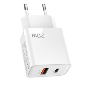 Chargeur mural rapide <span class=keywords><strong>2</strong></span>-en-1 USB-A USB-C 20W PD QC3.0 avec prise EU UK US AU pour téléphone portable, montre intelligente, adaptateur d'alimentation de voyage - Product Image 3