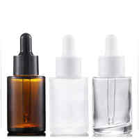 Set Botol Kaca Silinder Bahu Datar 20ml 30ml 60ml Amber Frosted Transparan untuk Serum Kosmetik dan Minyak Esensial dengan Pipet