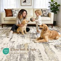 Tapis extra large moderne abstrait en polyester doux, lavable et antidérapant pour salon, chambre à coucher, décoration intérieure