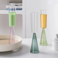 Flûtes à champagne coniques à long pied en verre soufflé à la main pour mariage, en borosilicate de haute qualité, colorées bleu, vert, jaune, rose