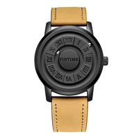 Reloj de pulsera de cuarzo de moda para hombre, diseño creativo con puntero deslizante, fuerza magnética, aleación antigua, correa de acero inoxidable, venta al por mayor