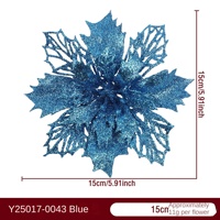 Bunga Dekoratif Daun Maple Buatan dengan Payet Ornamen Liburan Natal 15cm Emas Merah Biru Hijau Ungu Berkilau Model Cina