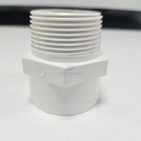 Adaptateur mâle en PVC gris PST PTA-050L avec surface lisse et écrou de blocage, certifié ETL pour la connexion de tuyaux en PVC