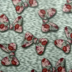 Nouveau motif papillon à la mode tricoté léger imprimé 100% polyester filé poly pas de tissu spandex pour robe de vêtement