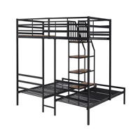 Lit en métal triple superposé Cadre robuste Échelles sécurisées Garde-corps Durable Gain de place pour les chambres partagées-Disponible Simple Queen Size