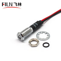 Luz indicadora LED plana FILN de 8 mm para tablero de instrumentos, roja, amarilla, blanca, azul, verde, 12 V, con cable de 20 cm y símbolo
