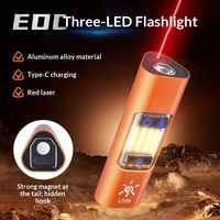Mini lampe torche OEM en aluminium, rechargeable Type C 1800 mAh, avec crochet magnétique, lumière de travail multi-usage à avertissement rouge, logo personnalisé