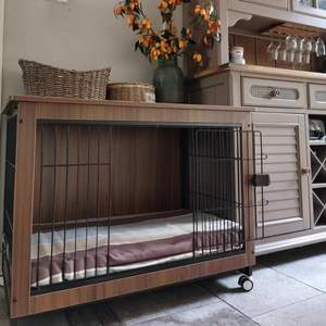 Dog Wood Crate Custom High Quality Kennel Indoor Household Pet Cage Breathable Wooden Dog Cage Dog House Wood Dog Crate With Removable Bottom