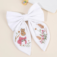Barrette à cheveux en tissu brodé motif lapin de Pâques, mignonne et élégante, accessoire de décoration pour festival et cadeau