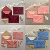 Ensemble d'invitations personnalisées avec monogramme en feuille d'or, enveloppes en velours colorées, pour mariage, fête, festival, envois par courrier