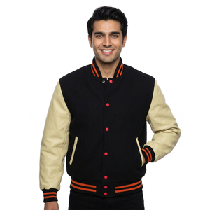Veste universitaire unisexe en laine coupe moderne avec soutien emblématique de la broderie à rayures CollegeBaseballjacket pour hommes - Product Image 1