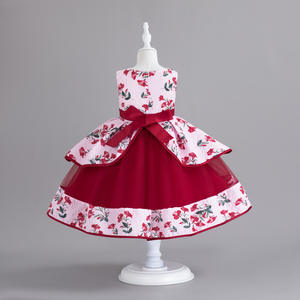 Girl's <strong>Red</strong> Christmas for 4-14 Year Olds, Children's Printed Birthday Princess Costume, Puff Sleeve Flower Girl <strong>Wedding</strong> <strong>Dress</strong> - Product Image 5