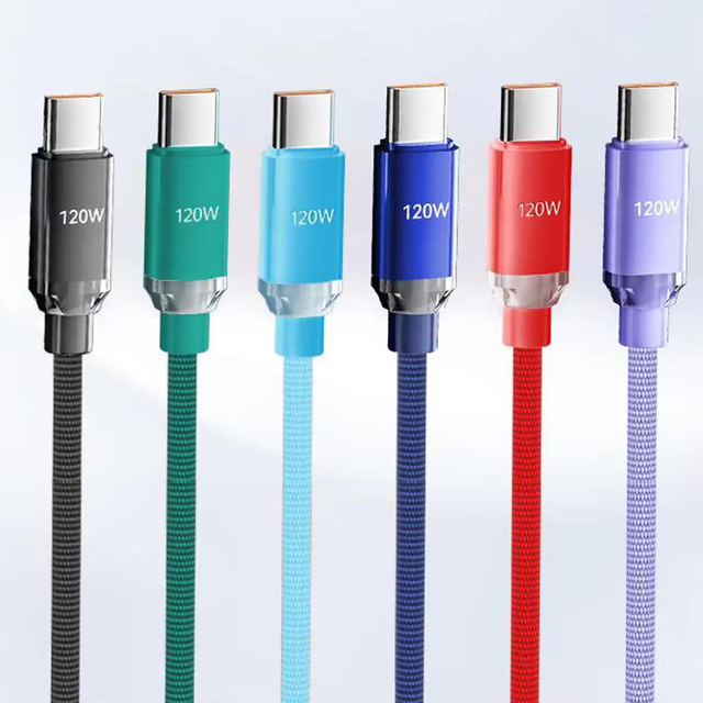 Wholesale 120W USB-C Charging Cable Nylon Braided 6A Fast Charging Type C to C Data Cord Multi Colors Custom Logo
