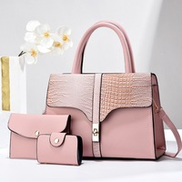 Ensemble 3-en-1 de sacs à main texturés crocodile, Nouveauté 2026, Sac à main vintage pour femme avec poignée supérieure, sac bandoulière et porte-cartes