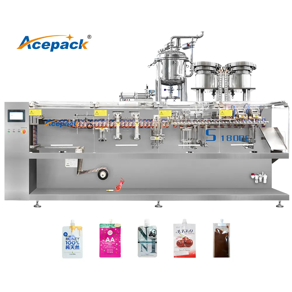 Duplex sachet top spouted pouch packing machine horizontal form fill seal packing line