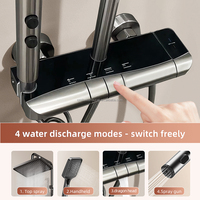 Mejor Vendido en Stock: Conjunto de Ducha Termostática con Teclado de Piano, 4 Modos, 4 Salidas, Rociador Suave, Cromado - El Favorito de Europa y América