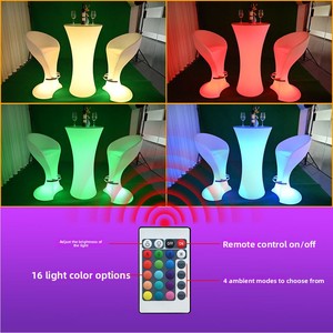 Set di Tavolo, Sedie e Sgabelli Luminosi a LED in Plastica per Bar, Giardino, Patio, Eventi, Feste, Discoteche e Hotel - Product Image 3