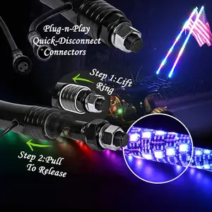 2022 nuovissimo spirale LED frusta luce per UTV ATV resistente alle intemperie RGB sogno inseguendo Led bandiera luce fuoristrada camion Led frusta luce