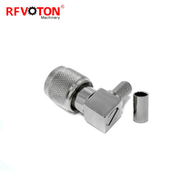 Connecteur Mini UHF Mâle à Angle Droit (90°) à Sertir/Souder pour Câble Coaxial RF RG58 RG58U LMR195 50 OHM