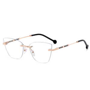 Prezzo di fabbrica MS 81505 2025 nuova <span class=keywords><strong>ottica</strong></span> di design alla moda occhiali senza montatura con struttura in metallo blu colorato - Product Image 3