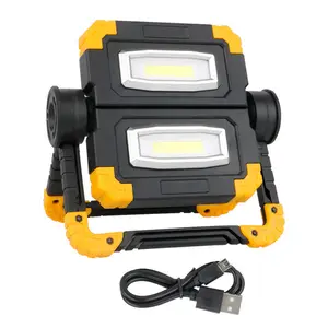 Lámpara DE TRABAJO LED COB doble portátil 1200LM USB recargable soporte plegable Luz de inundación para reparación de automóviles lámpara de trabajo de emergencia