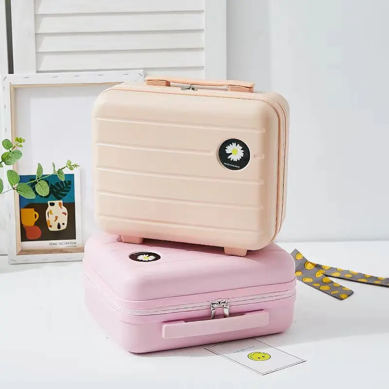 Daisy 14 pouces ABS PC portable coque dure valise pratique sac à cosmétiques avec fermeture éclair lisse pieds de soutien anti-encrassement